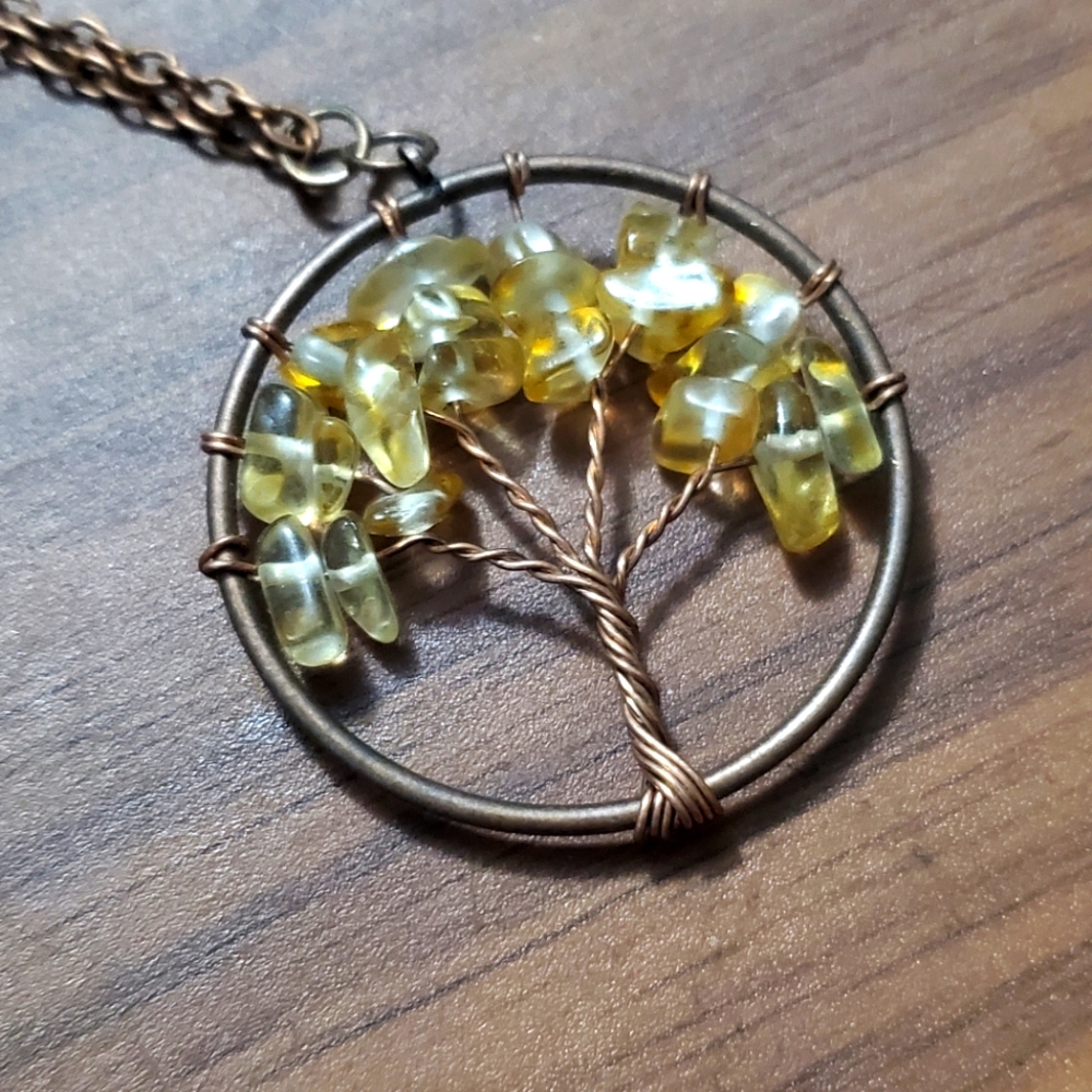NEW! Tree Of Life Natural Citrine Stone Chip Necklace
